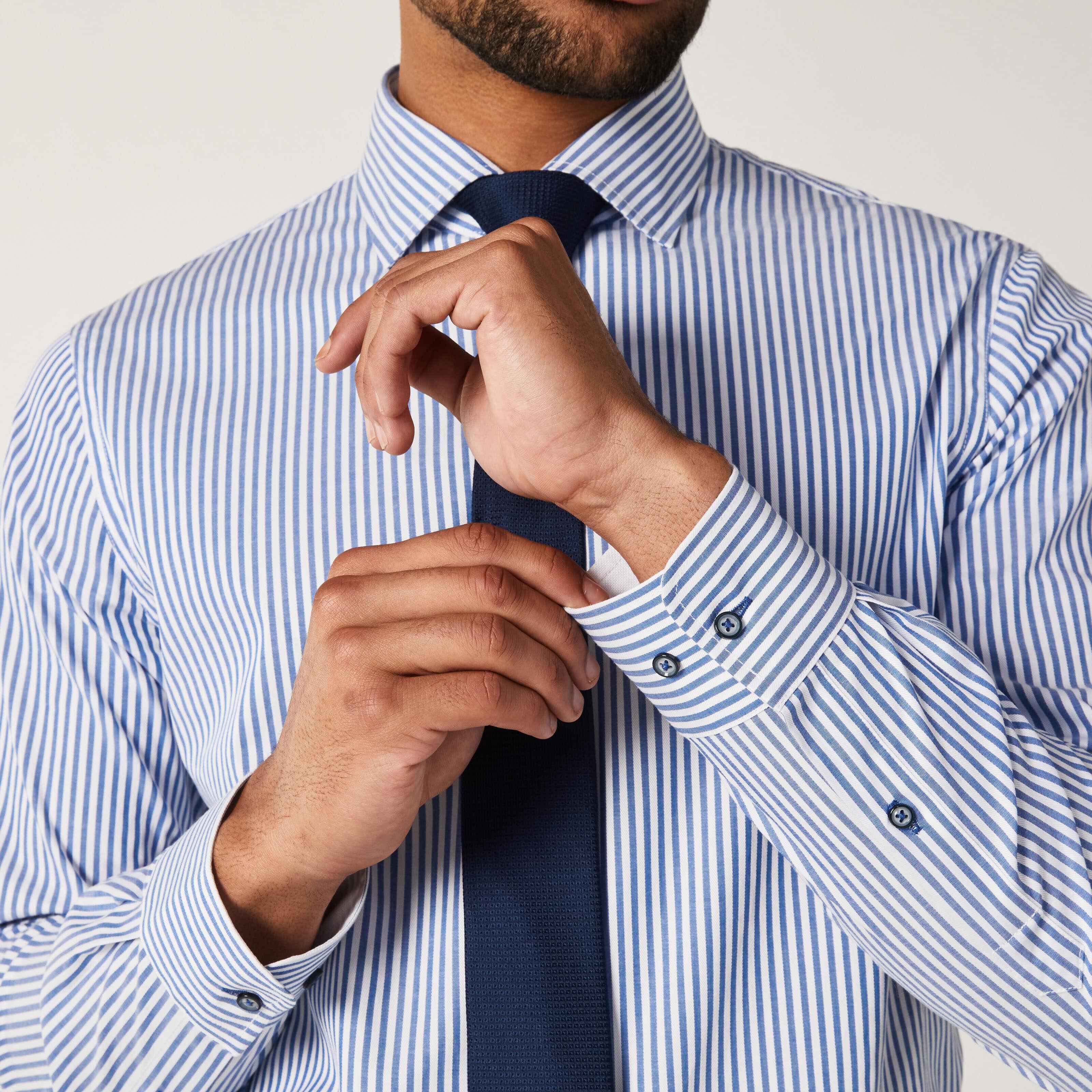Mens striped dress shirt outlet